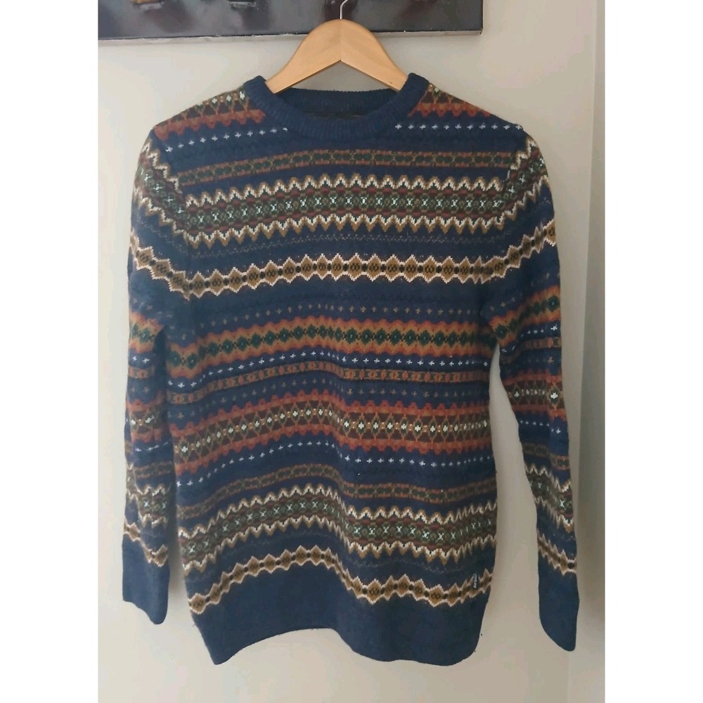 Barbour Pullover 100% Wool Fair Isle Sweater Size Medium Preppy Old Money Fall
